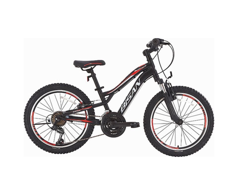 Bisan Buffalo Çocuk Bisikleti 30 Cm V 24 Jant 18 Vites Mat Siyah Kırmızı Siyah - Kırmızı