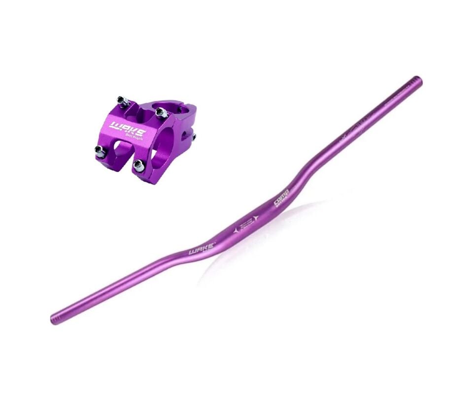 Wake Alüminyum Mor 31.8 780mm Riser Mtb Gidonu + Gidon Boğazı Seti Mor